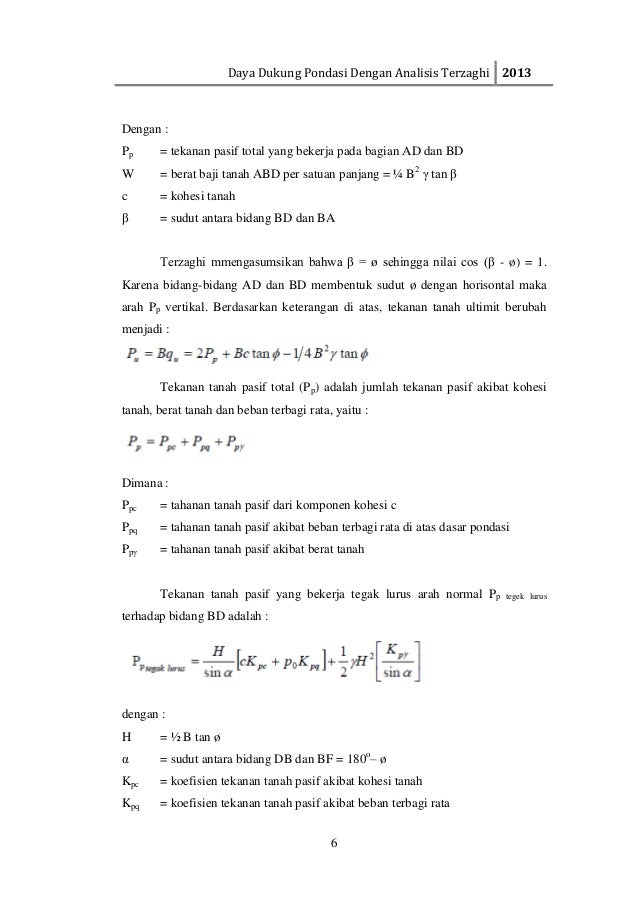 Daya Dukung Pondasi Dengan Analisis Terzaghi