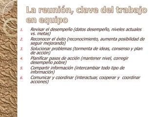 Proximidad: Contacto físico o descubrir aspectos comunes.Características de trabajar en equipoExisten intereses, resultados y metas comunes