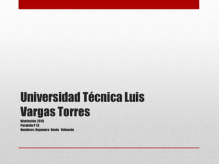 Universidad Técnica Luis
Vargas Torres
Nivelación 2015
Paralelo P 13
Nombres: Dayanara Navia Valencia
 