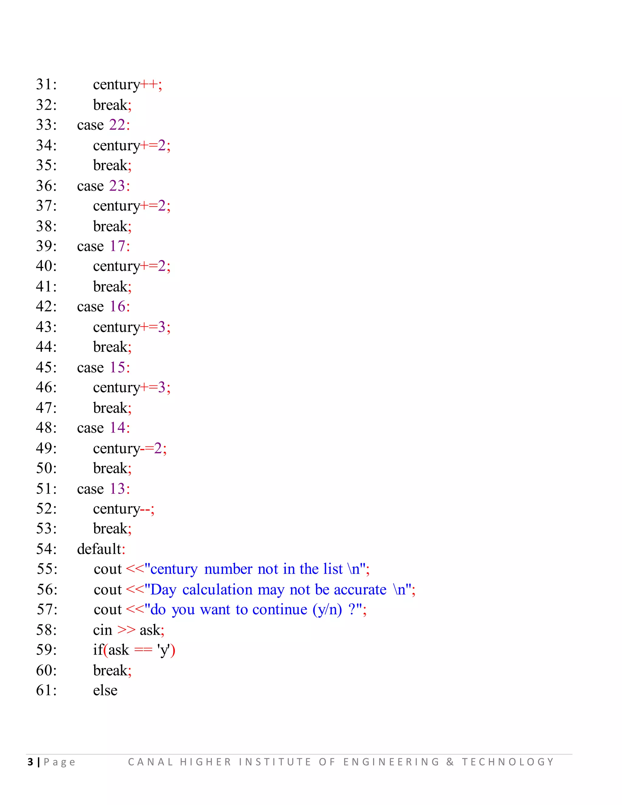 C++ program: Day calculation .cpp
