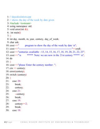 C++ program: Day calculation .cpp