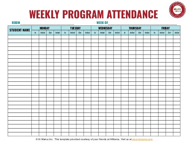 Daycare Sign In Sheet Template Weekly Daycare Sign In Sheet Template Weekly