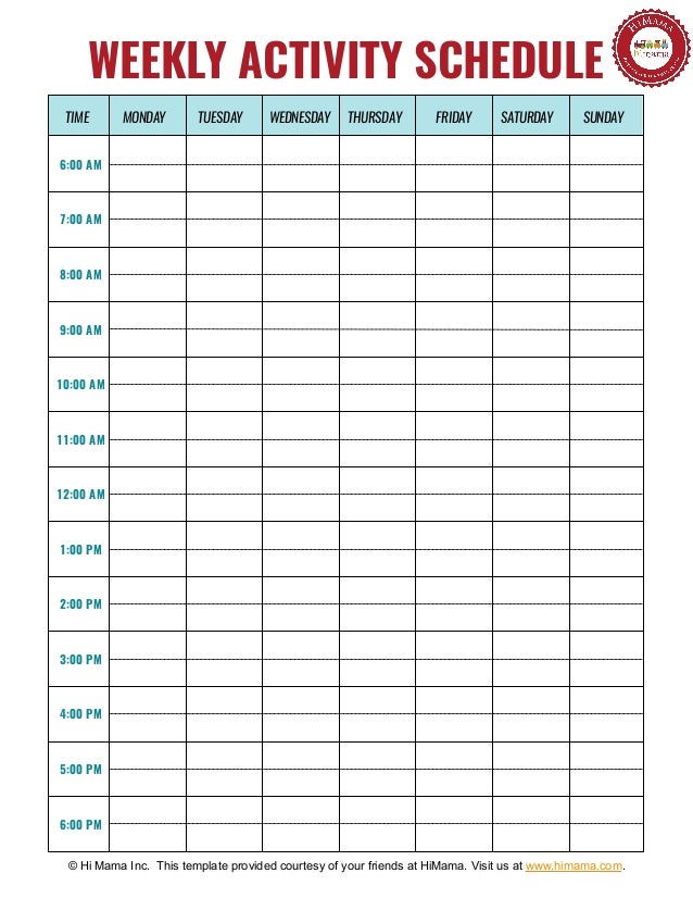 daycare amp preschool weekly schedule pm schedule template