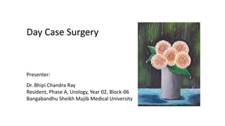 Day Case Surgery
Dr. Bhipi Chandra Ray
Resident, Phase A, Urology, Year 02, Block-06
Bangabandhu Sheikh Mujib Medical University
Presenter:
 