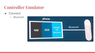 Controller Emulator
● Connect
○ Bluetooth
Bluetooth
 