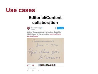 Use cases
Editorial/Content
collaboration
 