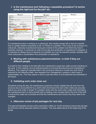 Day in the life of a Proactive Maintenance Supervisor | PDF