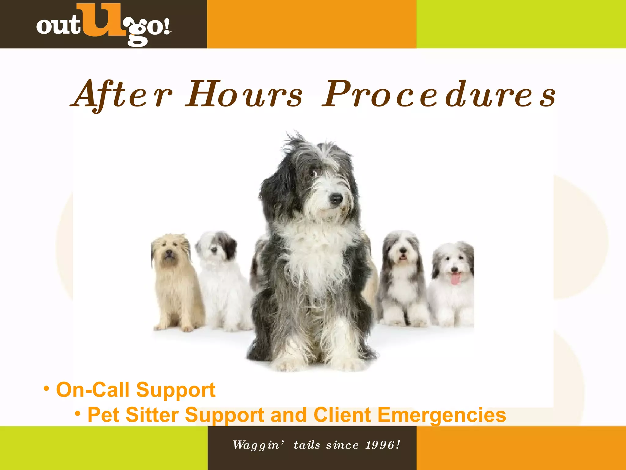 After Hours Procedures On-Call Support Pet Sitter Support and Client Emergencies 