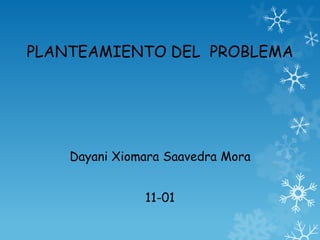 PLANTEAMIENTO DEL PROBLEMA
Dayani Xiomara Saavedra Mora
11-01
 