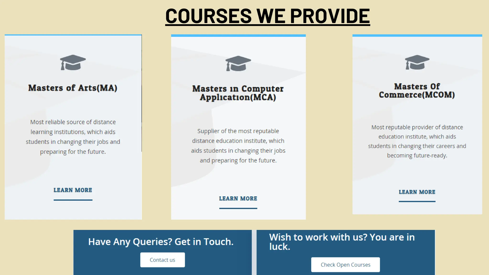 COURSES WE PROVIDE
 