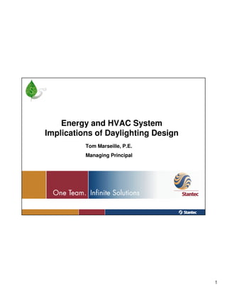 Energy and HVAC System
Implications of Daylighting Design
          Tom Marseille, P.E.
          Managing Principal




                                     1
 