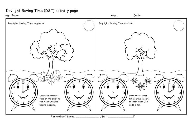 daylight saving time activity page