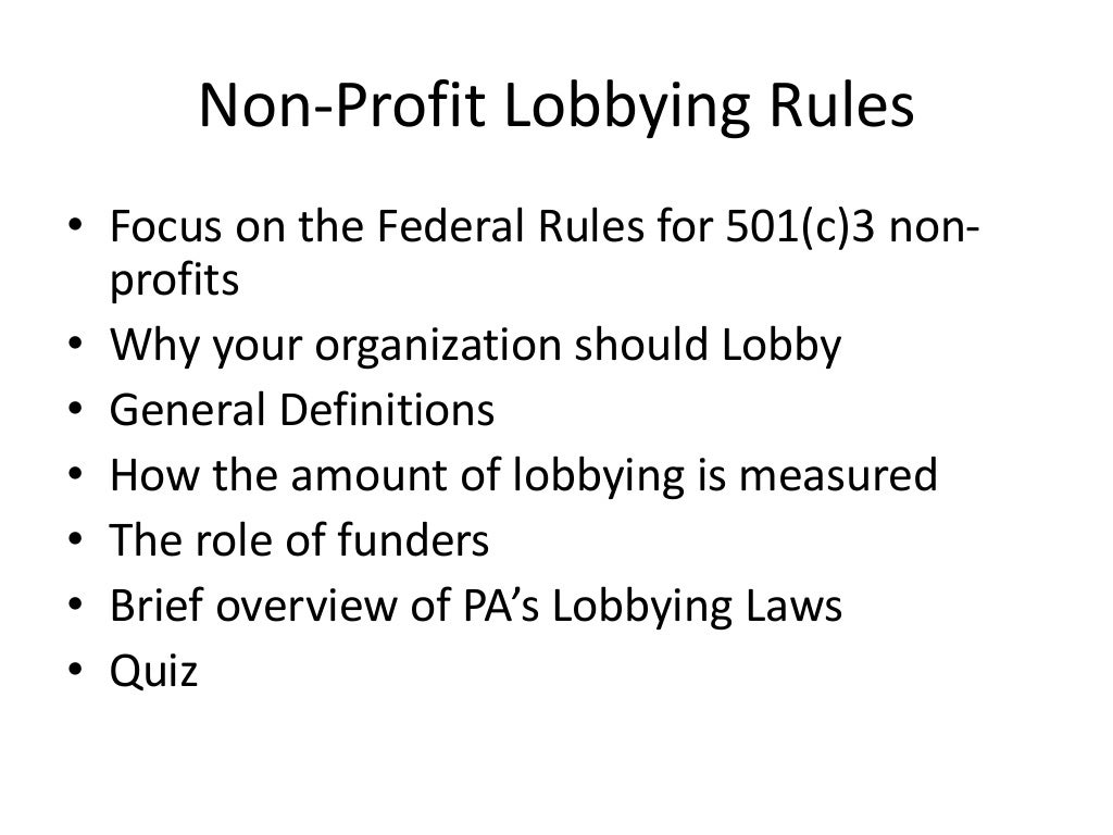 Anne Daymut, WPCAMR, “NonProfit Lobbying Rules”