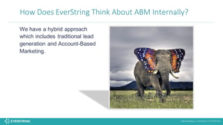 ©2016 EverString :: CONFIDENTIAL & PROPRIETARY
How	
  Does	
  EverString	
  Think	
  About	
  ABM	
  Internally?
We have a hybrid approach
which includes traditional lead
generation and Account-Based
Marketing.
 