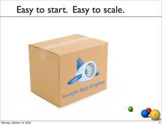 Easy to start. Easy to scale.




                                            5

Monday, October 19, 2009                        5
 