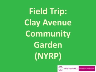 Field Trip:
Clay Avenue
Community
Garden
(NYRP)
 