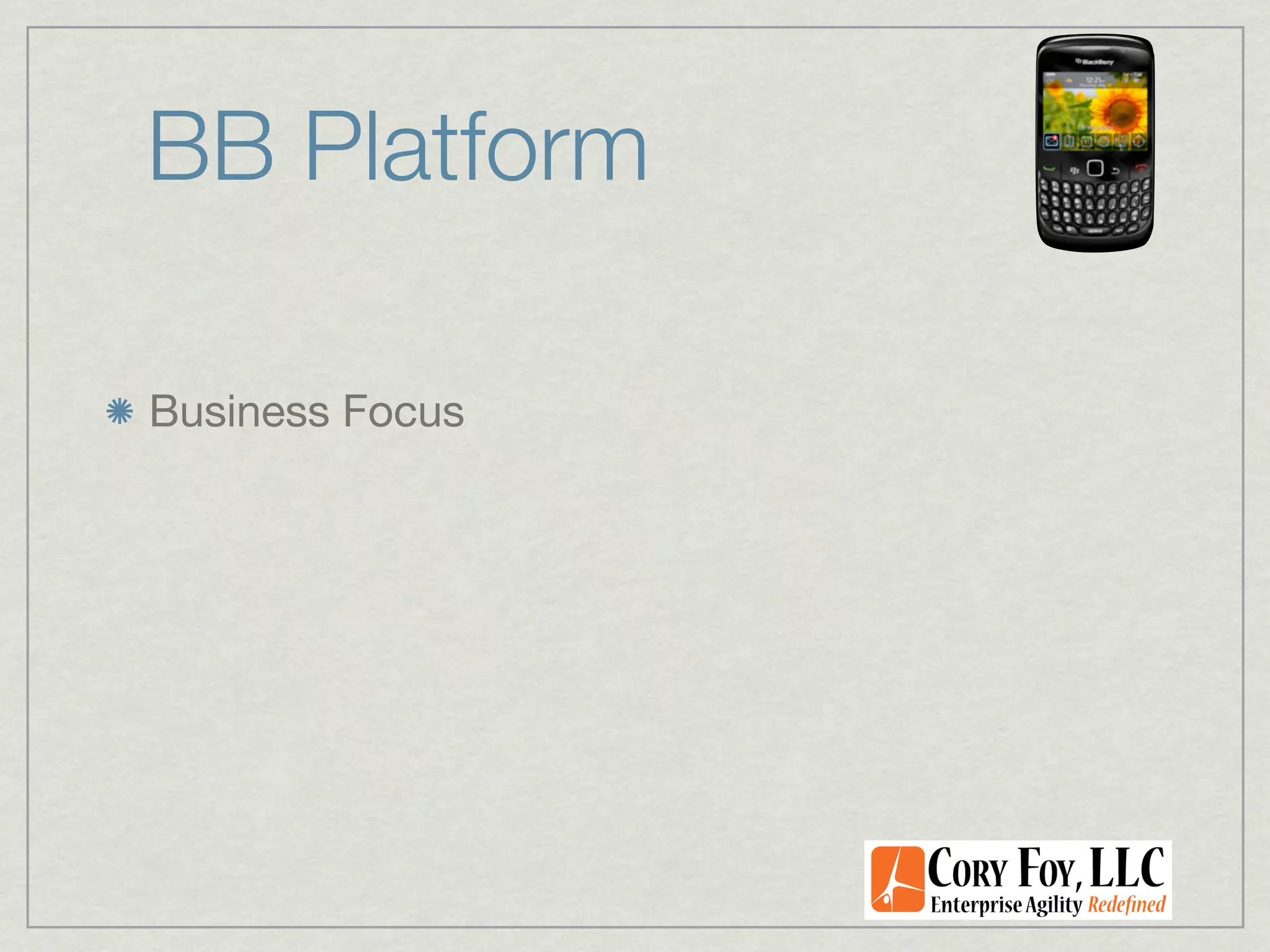 BB Platform

Business Focus
 