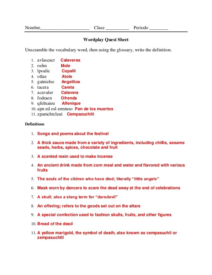 day of the dead work sheets day of the dead quest sheet