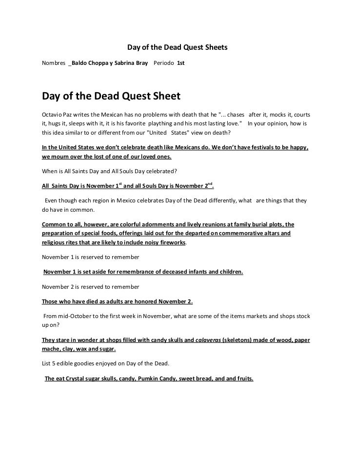 day of the dead work sheets 111 day of the dead quest sheet