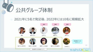 28
公共グループ体制
○ 2021年に5名で発⾜後、2022年には10名に規模拡⼤
 