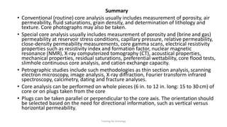 Core Analysis Pdf Days 3d porosity , permeability, fluid saturation | PDF
