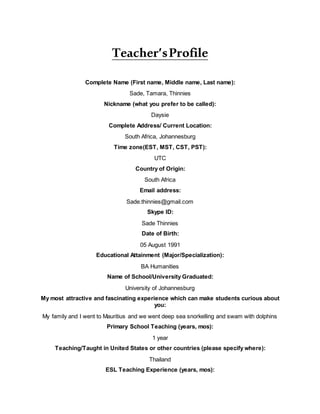 Teacher's profile | DOCX