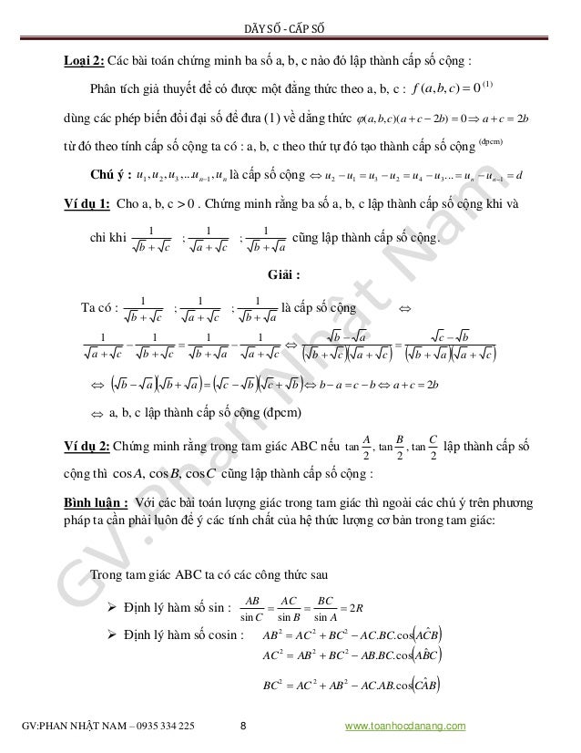 Giải Toan 11 Bai 3 Cấp Số Cộng