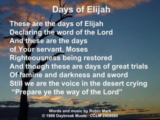 Days Of Elijah lyrics | PPT