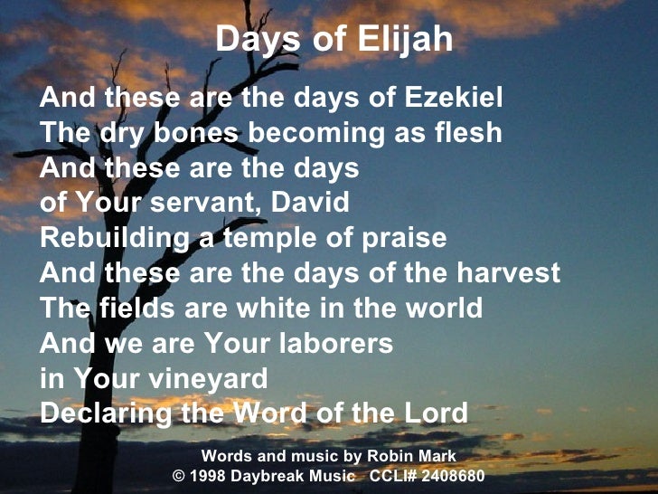 Days of elijah lyrics