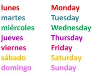 Days of the Week in Spanish. Monday in Spanish through Sunday!
