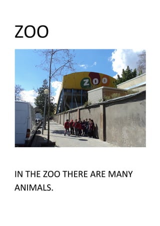 ZOO	
  
	
  
	
  
IN	
  THE	
  ZOO	
  THERE	
  ARE	
  MANY	
  
ANIMALS.	
  
 