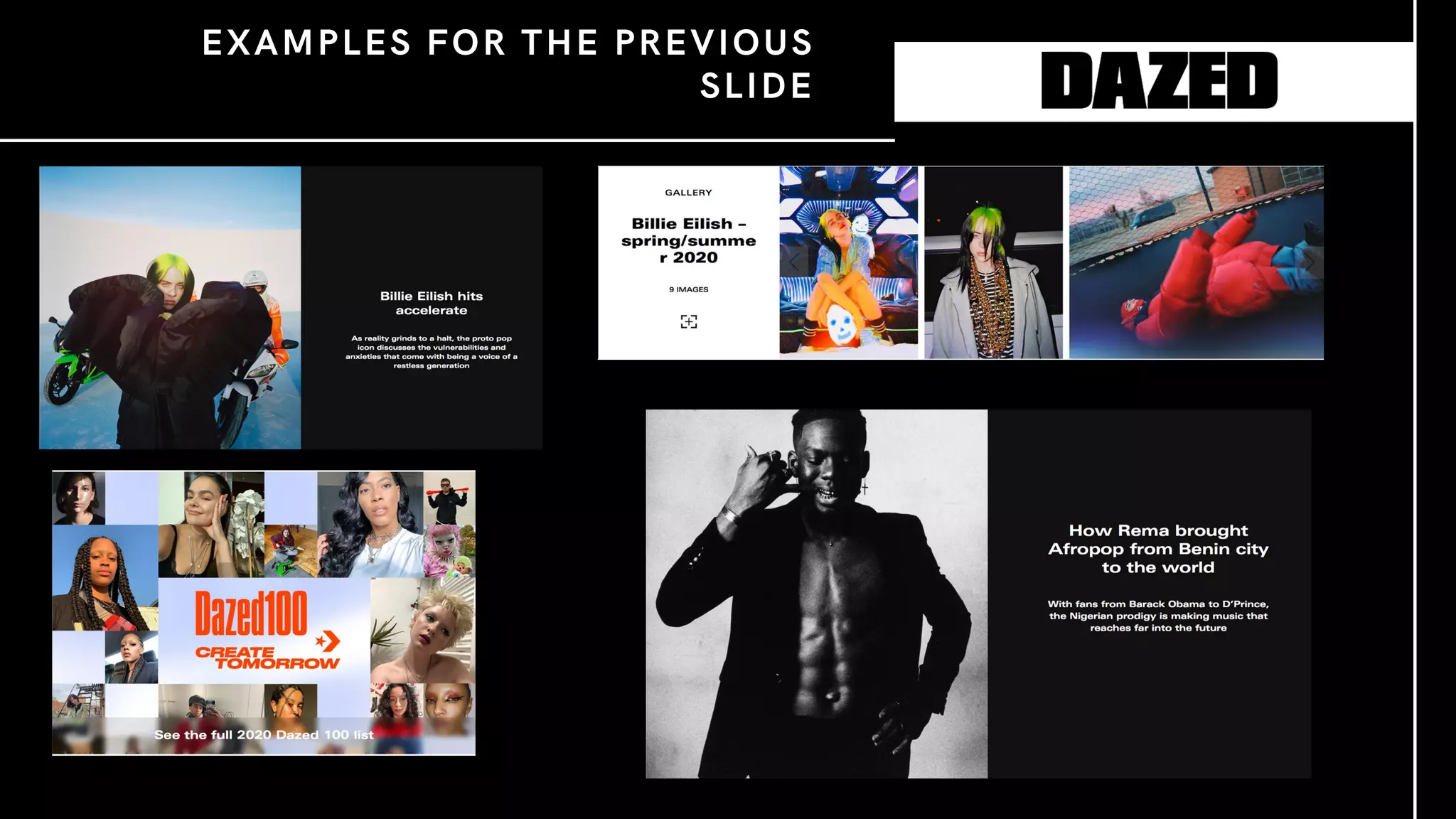 EXAMPLES FOR THE PREVIOUS
SLIDE
 