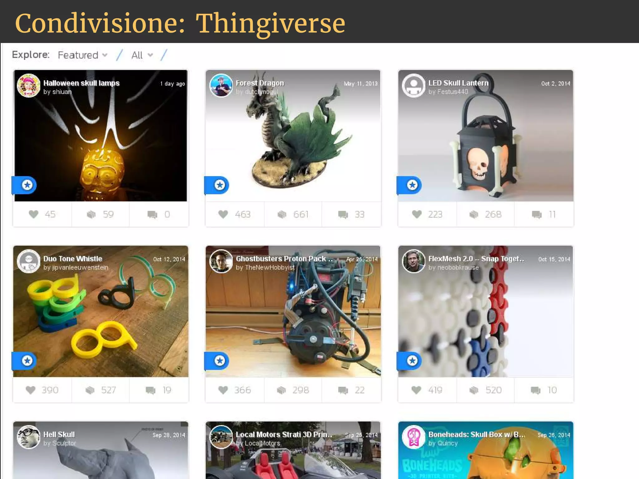 Condivisione: Thingiverse 
 