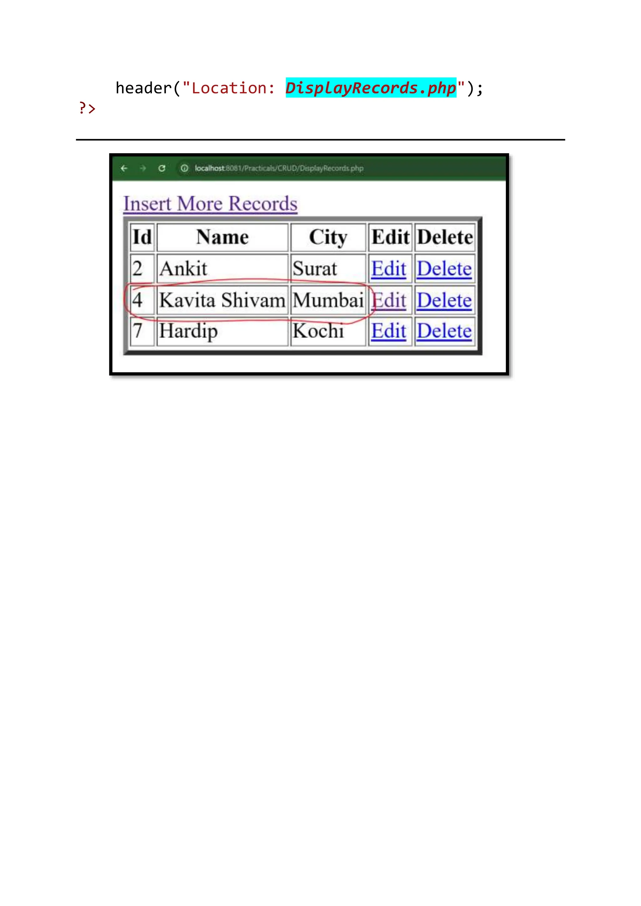 header("Location: DisplayRecords.php"); ?> 