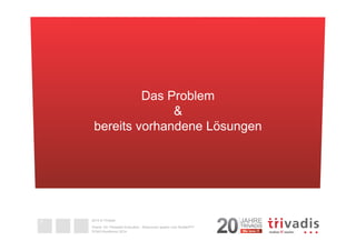 2014 © Trivadis 
Oracle 12c Threaded Execution - Resourcen sparen zum Nulltarif?!? 
DOAG-Konferenz 2014 
Das Problem 
& 
bereits vorhandene Lösungen 
7 
chapter text 
field 
short as 
titles are 
 