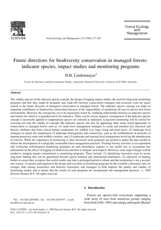 D.B Lindenmayer Future Directions For Biodiversity