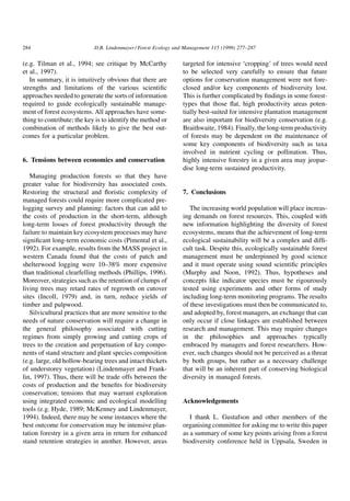 D.B Lindenmayer Future Directions For Biodiversity