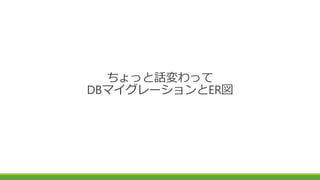 ちょっと話変わって
DBマイグレーションとER図
 