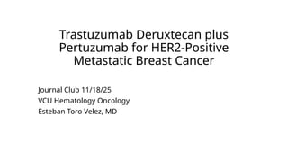 Trastuzumab Deruxtecan plus Pertuzumab for HER2-Positive Metastatic ...