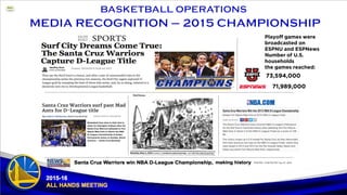 Playoff games were
broadcasted on
ESPNU and ESPNews
Number of U.S.
households
the games reached:
73,594,000
71,989,000
 