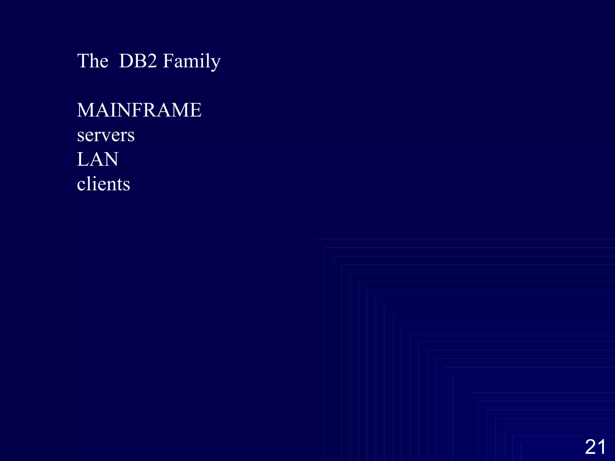 The  DB2 Family MAINFRAME servers LAN clients 