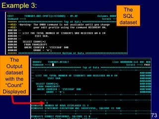 Example 3: The SQL dataset The Output dataset with the “Count” Displayed 