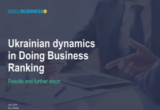 Ukrainian dynamics
in Doing Business
Ranking
June, 2016
Kyiv, Ukraine
Results and further steps
 
