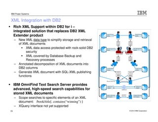 IBM Power Systems


XML Integration with DB2
     Rich XML Support within DB2 for i –
     integrated solution that replac...