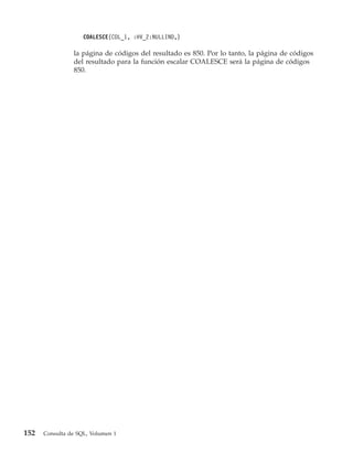 COALESCE(COL_1, :HV_2:NULLIND,)

                la página de códigos del resultado es 850. Por lo tanto, la página de códigos
                del resultado para la función escalar COALESCE será la página de códigos
                850.




152   Consulta de SQL, Volumen 1
 