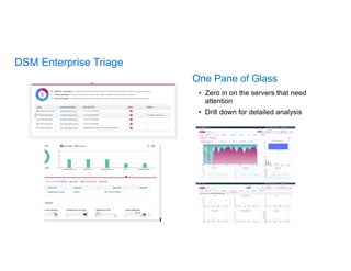 One Pane of Glass
• Zero in on the servers that need
attention
• Drill down for detailed analysis
DSM Enterprise Triage
 