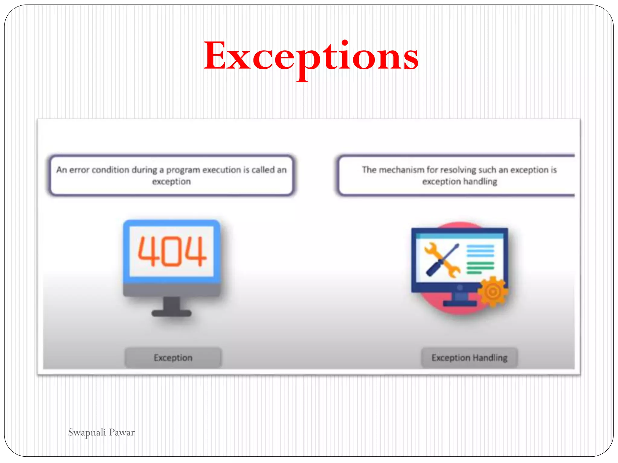 Exceptions
Swapnali Pawar
 