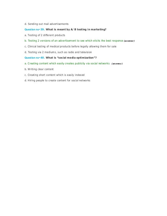Social Media Marketing Test Answers Upwork _oDesk_