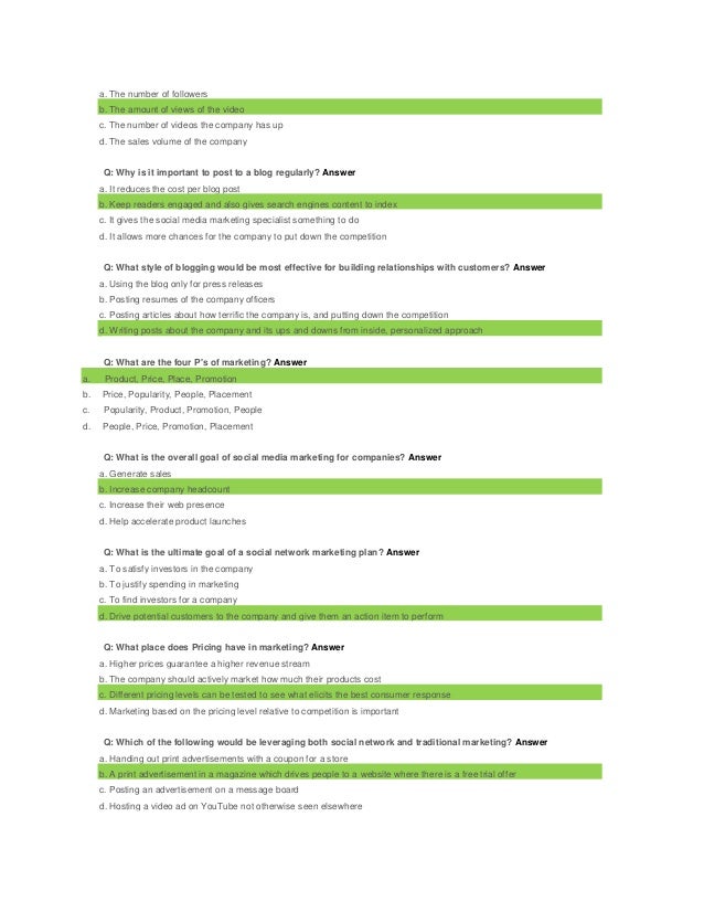 Social Media Marketing Test Answers Upwork _oDesk_