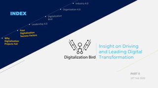 Classification: General Business Use
10th Feb 2020
PART II
Insight on Driving
and Leading Digital
Transformation
 Why
Digitalization
Projects Fail
 Organization 4.0
 Industry 4.0
INDEX
 